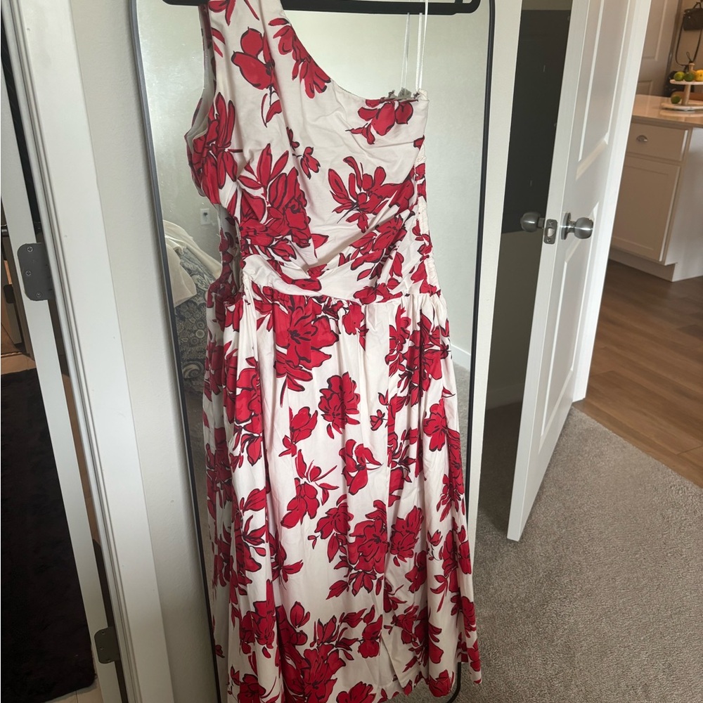 Abercrombie & Fitch Poplin One-Shoulder Floral Dress